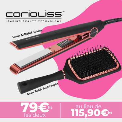 Coffret Lisseur C1 Digital Corioliss + Brosse Paddle Brush OFFERTE