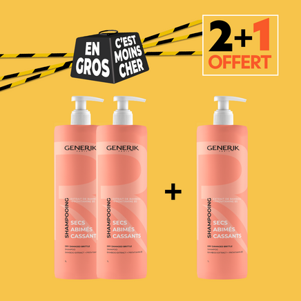 2+1 OFFERT Shampooing Secs Abimés Cassant 1L 2+1 OFFERT Shampooing Secs Abimés Cassant 1L