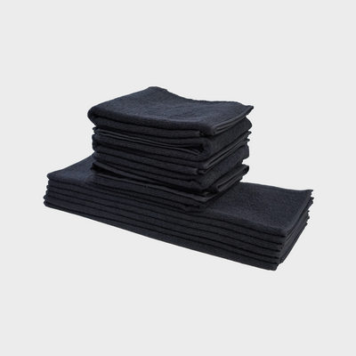 12 Serviettes Noires BBHair 100% coton 330g/m² - 50x83 cm
