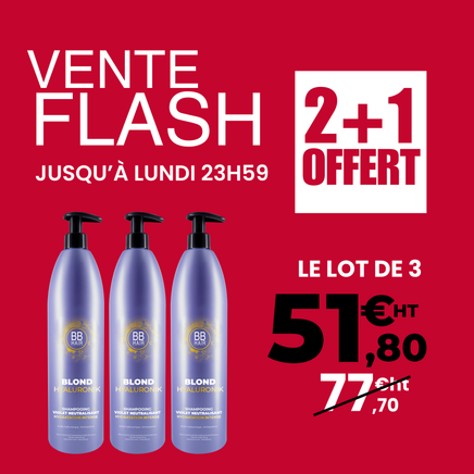 2+1 OFFERT - Shampooing Violet Neutralisant Blond Hyaluronik BBHair - 1 L