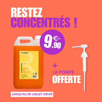 Shampooing Concentré - Parfum Miel Abricot - 5 Litres + pompe OFFERTE