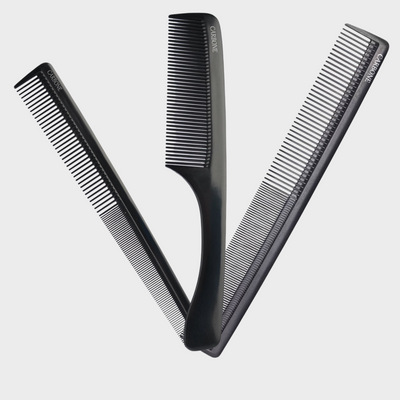 Set van 3 zwarte Carbon kammen