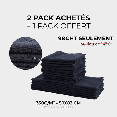 2+1 GRATIS - Pak van 12 BBHair-handdoeken - 100% katoen (330 g/m²) - 50 x 83 cm